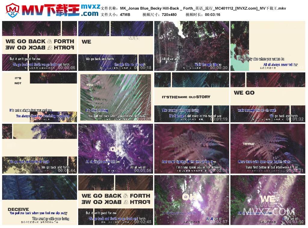 MK_Jonas Blue_Becky Hill-Back _ Forth_英语_流行_MC401112